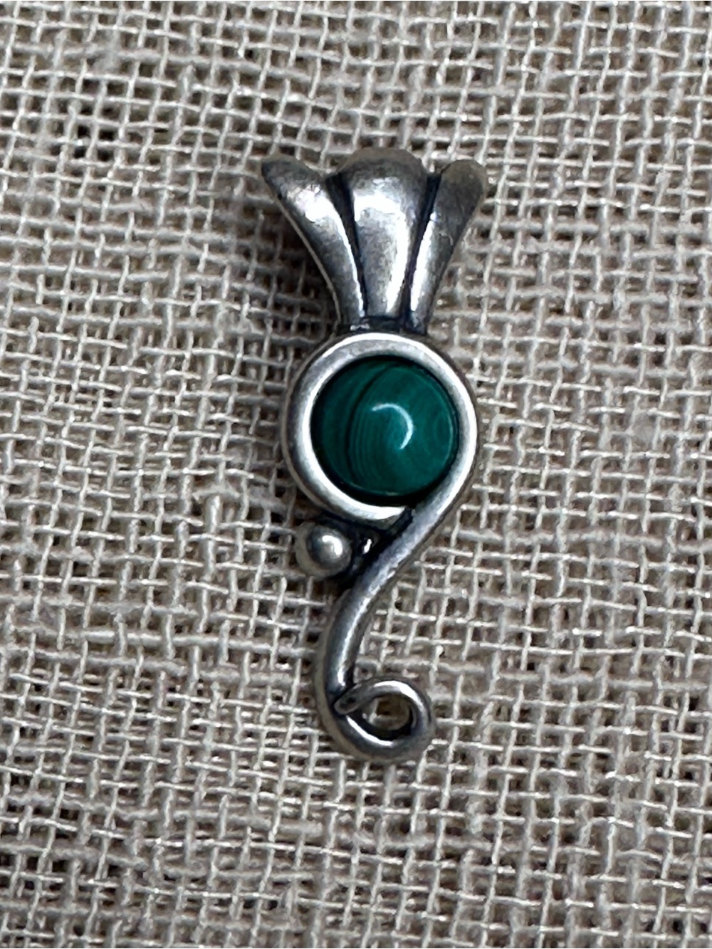 Carolyn Pollack Malachite Sterling Silver 925 Leaf Necklace Pendant